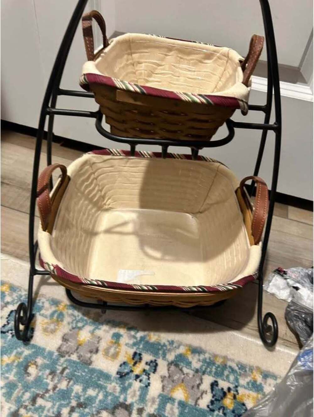 Longaberger 2-Tier Wrought Iron Stand with Baskets